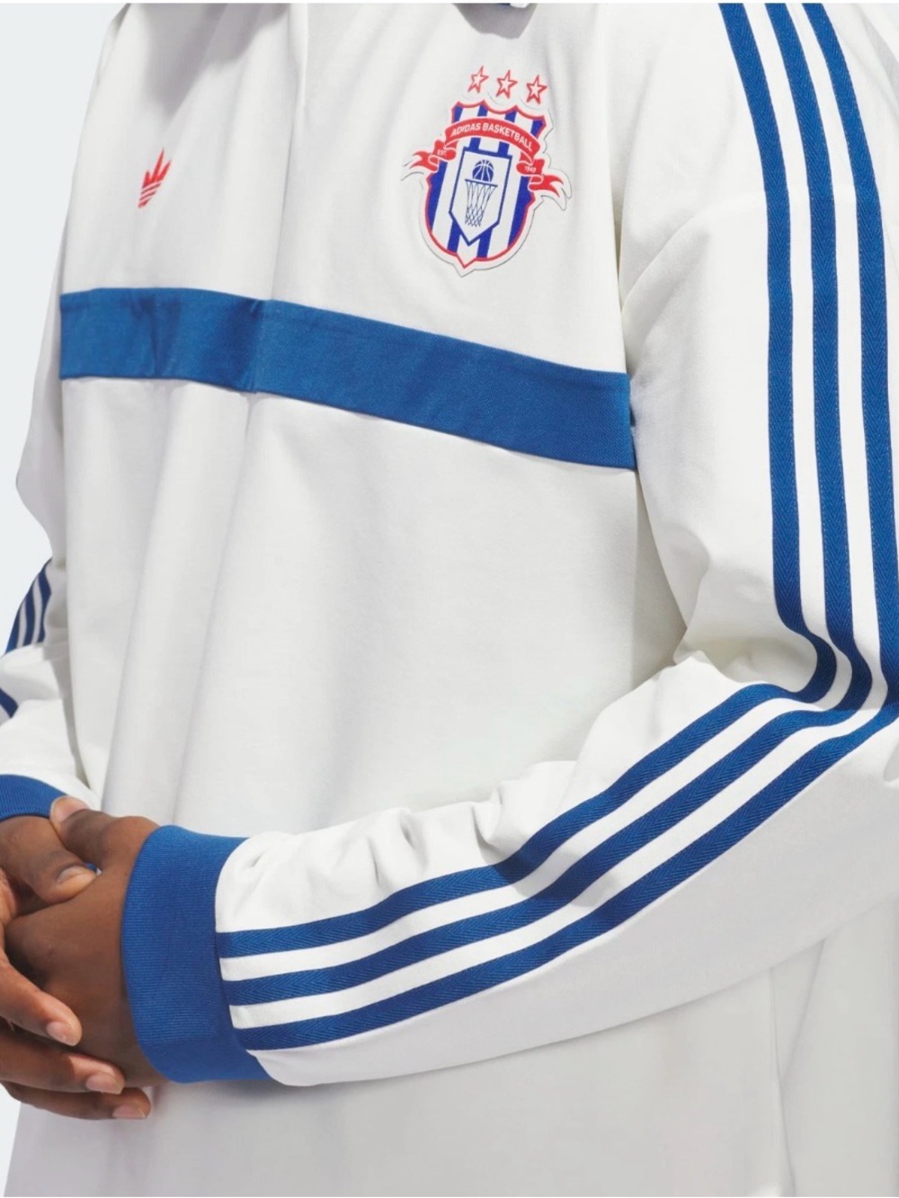 Adidas Originals Rugby Polo Shirt Off White Long Sleeve Loose Fit KB7521 Sz XL - Picture 5 of 5
